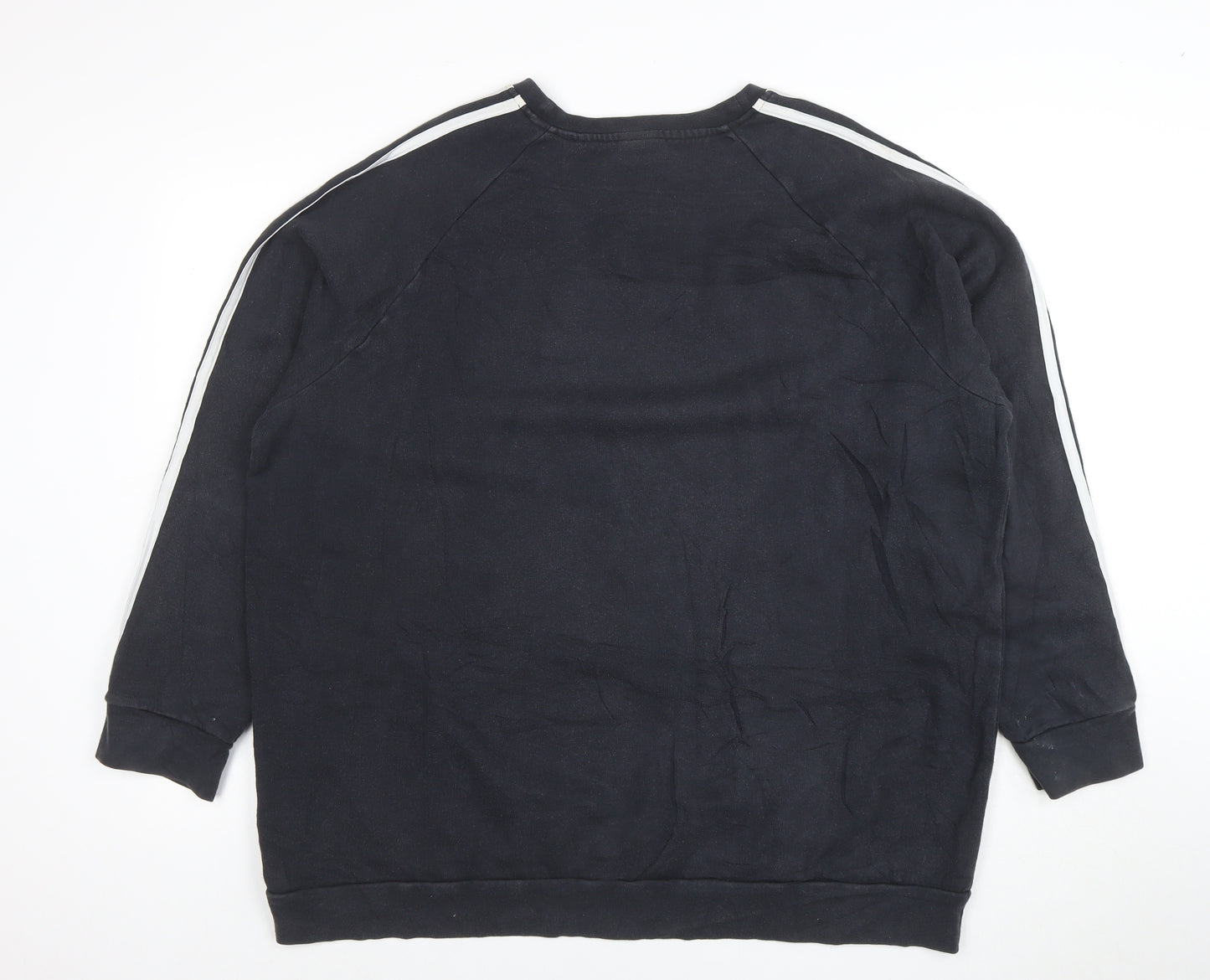 Adidas Women Black XL Pullover Sweatshirt 3-Stripes Logo Crew Neck