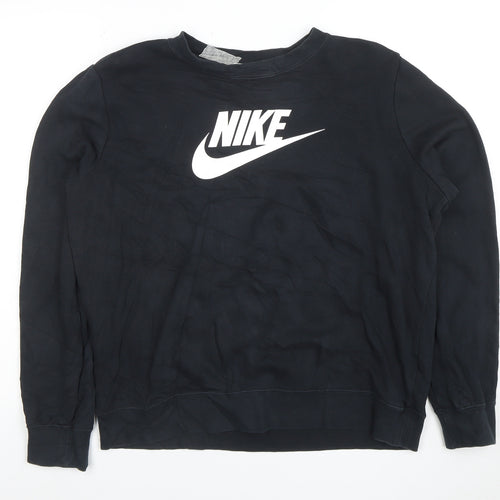 Nike Women’s Black M Pullover Sweatshirt Crew Neck Cotton Blend