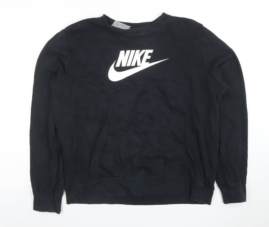 Nike Women’s Black M Pullover Sweatshirt Crew Neck Cotton Blend