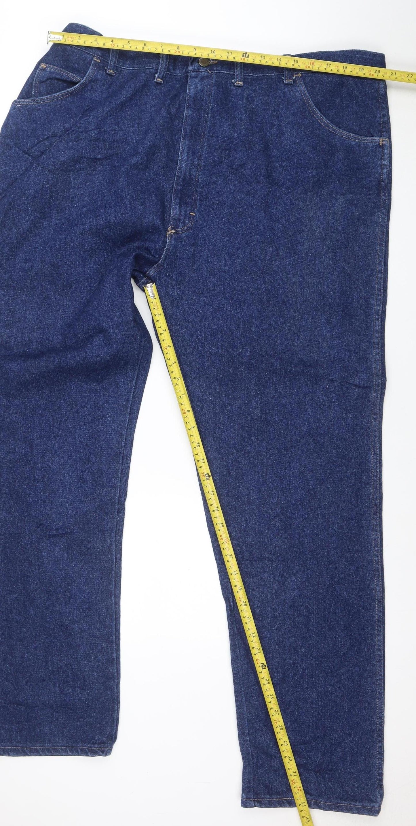 Wrangler Men's Blue Straight Leg Denim Jeans 32W 32L Regular Fit