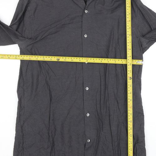 BOSS Men's Grey Slim Fit Long Sleeve Cotton Button-Up Shirt