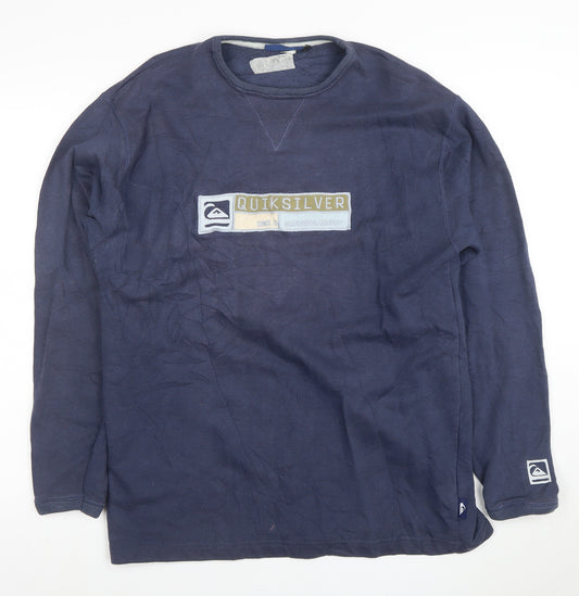 Quiksilver Men's Blue Logo Pullover Sweatshirt L Regular Fit