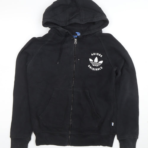 Adidas Originals Women's Black Full Zip Hoodie Size 12 Cotton Blend