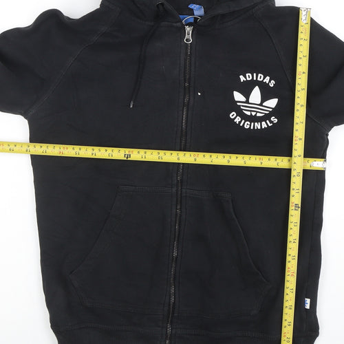 Adidas Originals Women's Black Full Zip Hoodie Size 12 Cotton Blend