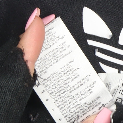 Adidas Originals Women's Black Full Zip Hoodie Size 12 Cotton Blend
