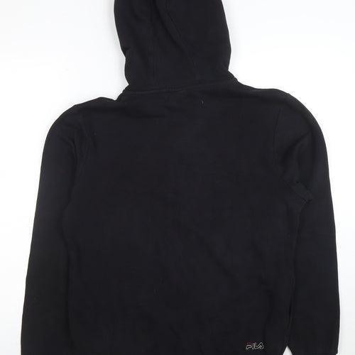 FILA Men's Black Full Zip Hoodie S Logo Fleece Sweatshirt