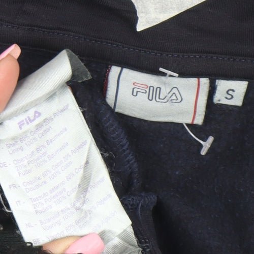 FILA Men's Black Full Zip Hoodie S Logo Fleece Sweatshirt