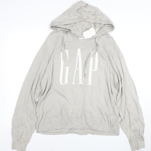 GAP Women Beige Hooded Pullover Sweatshirt Size L Cotton Blend