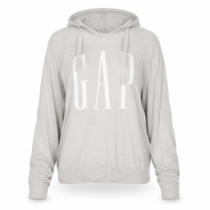 Gap Women Beige Hooded Pullover Sweatshirt Size L Cotton Blend
