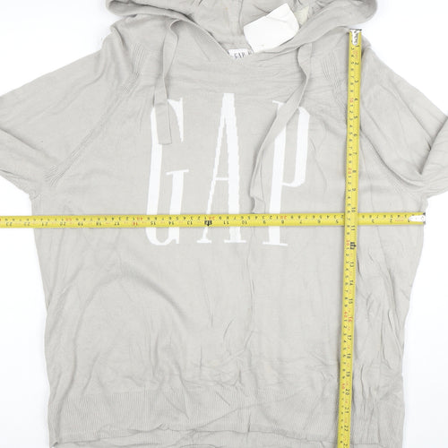 GAP Women Beige Hooded Pullover Sweatshirt Size L Cotton Blend