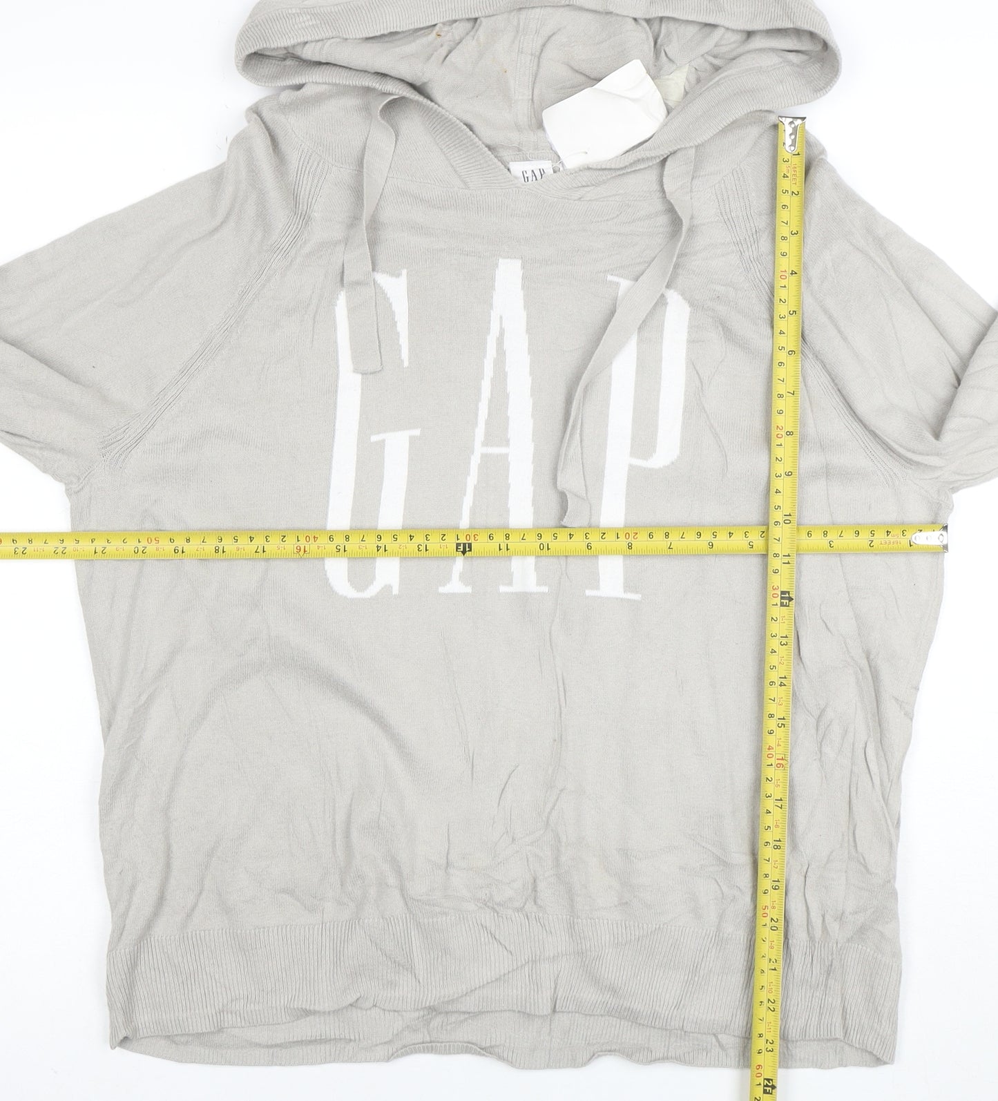 GAP Women Beige Hooded Pullover Sweatshirt Size L Cotton Blend