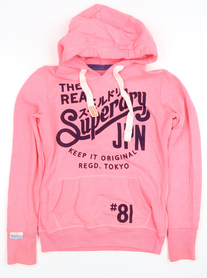 Superdry Womens Pink Pullover Hoodie XS Graphic Print #81