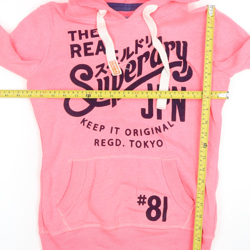 Superdry Womens Pink Pullover Hoodie XS Graphic Print #81