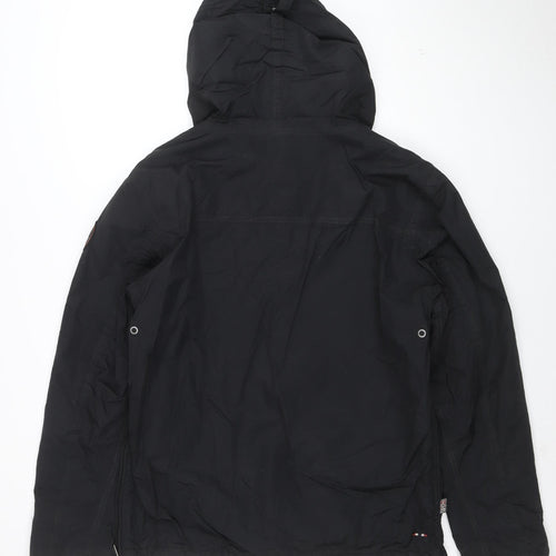 Napapijri Men's Black Small Hooded Anorak Jacket Polyester Lined Waterproof