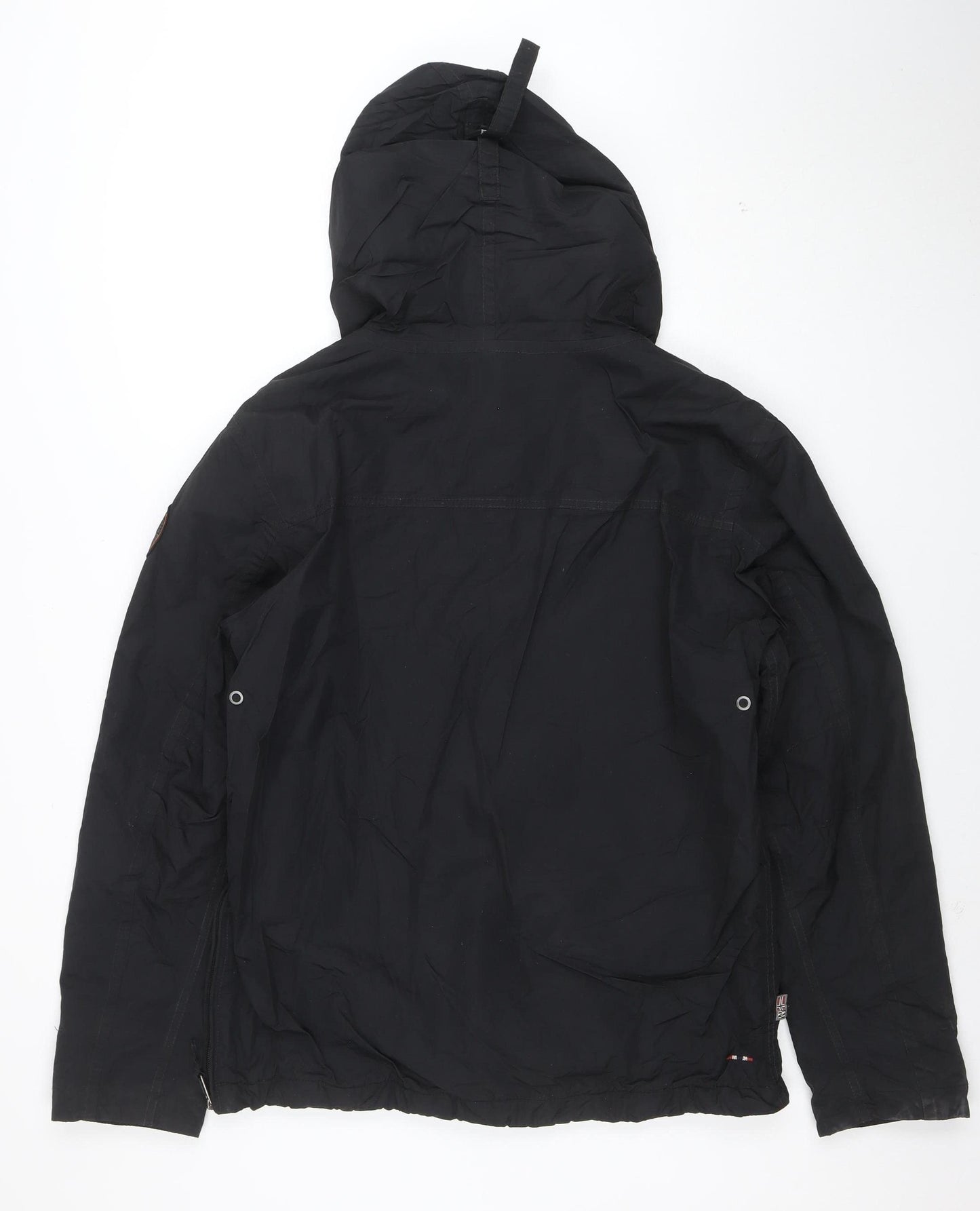 Napapijri Men's Black Small Hooded Anorak Jacket Polyester Lined Waterproof