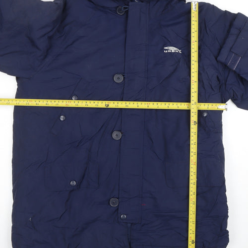 Umbro Boys Blue Hooded Parka Coat 12 Years Nylon Winter Lined Jacket