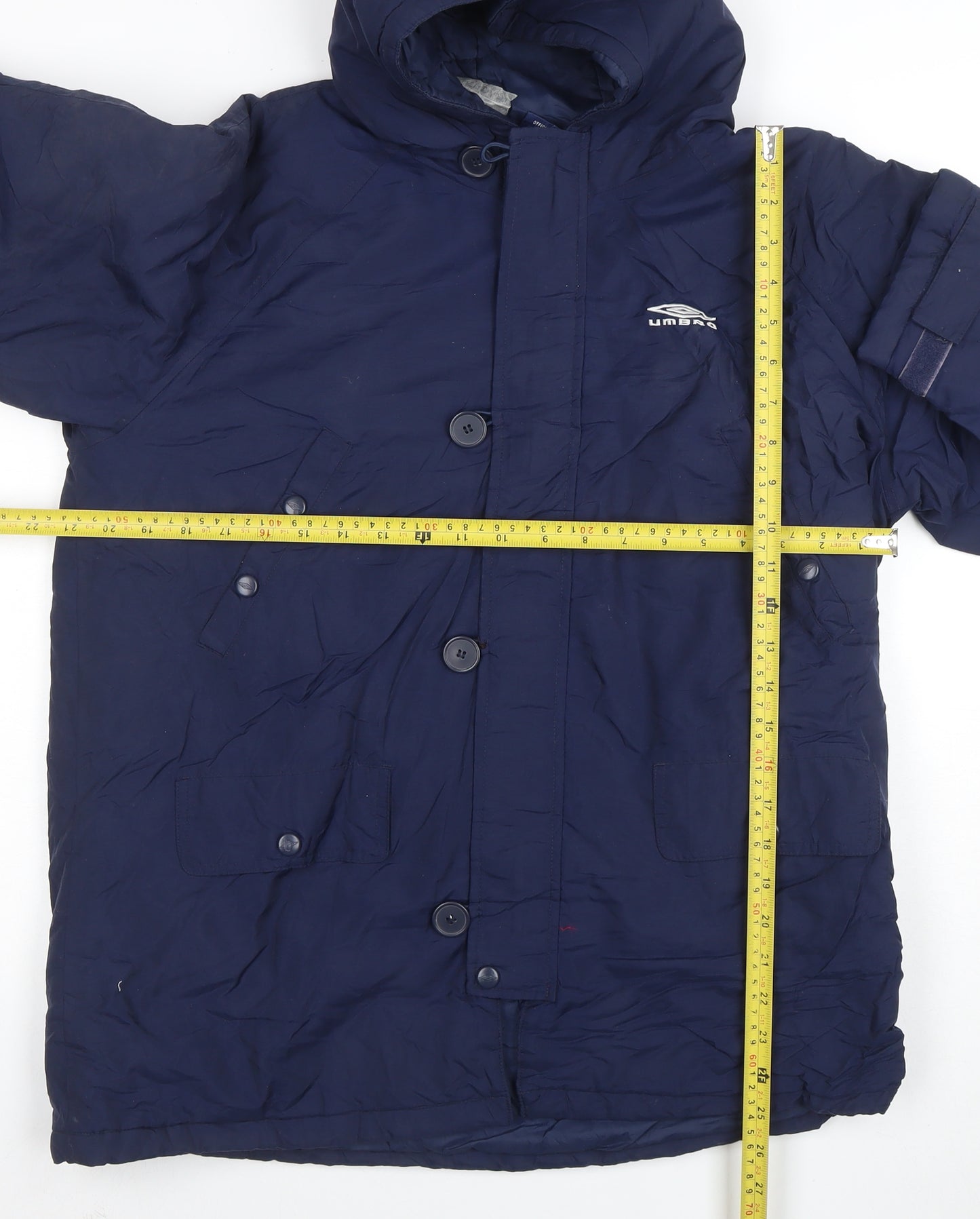 Umbro Boys Blue Hooded Parka Coat 12 Years Nylon Winter Lined Jacket