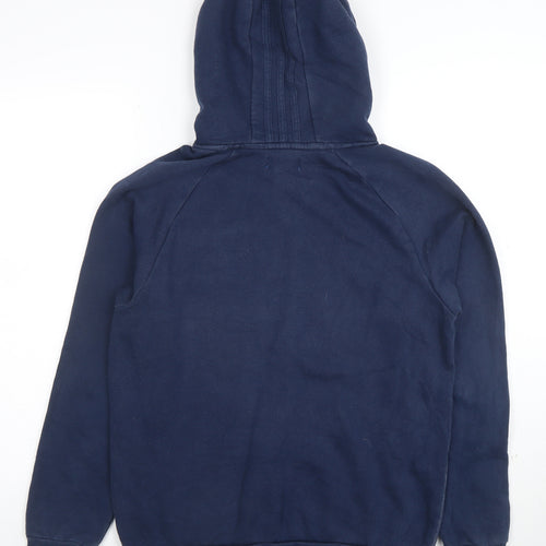 Adidas Mens Blue Pullover Hoodie Small Logo Fleece Sweatshirt