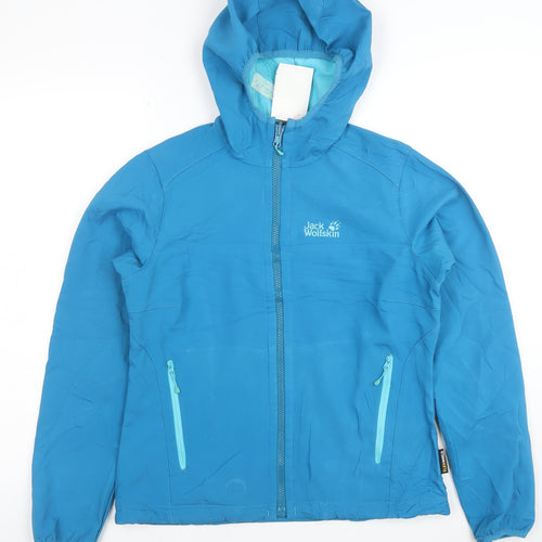 Jack Wolfskin Women Blue Softshell Hooded Jacket Size 10