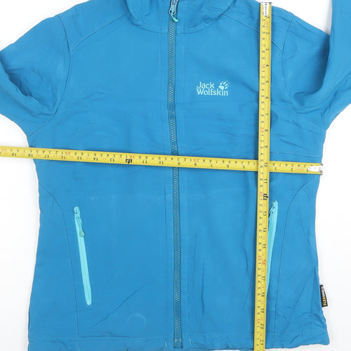 Jack Wolfskin Women Blue Softshell Hooded Jacket Size 10
