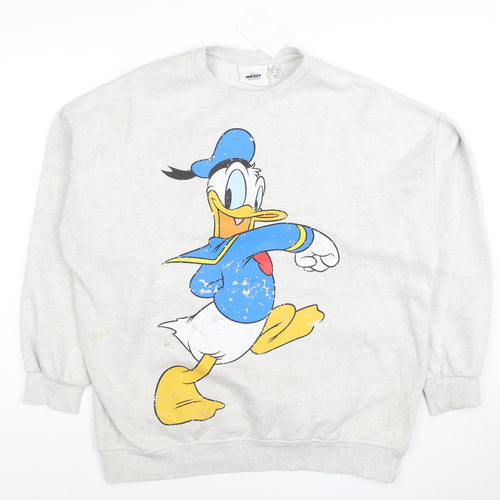 Disney Unisex Grey Donald Duck Graphic Pullover Sweatshirt XS