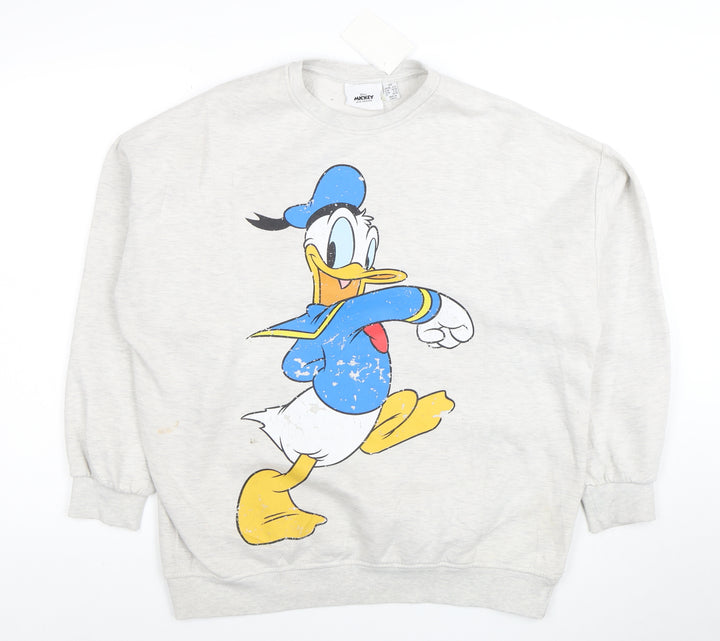 Disney Unisex Grey Donald Duck Graphic Pullover Sweatshirt XS