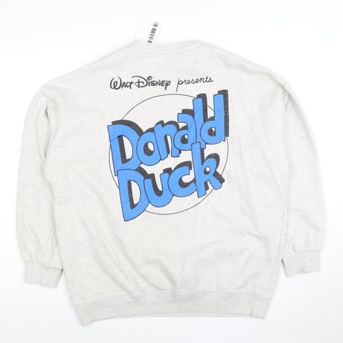 Disney Unisex Grey Donald Duck Graphic Pullover Sweatshirt XS
