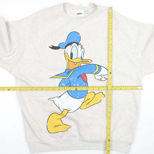 Disney Unisex Grey Donald Duck Graphic Pullover Sweatshirt XS
