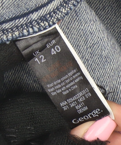 George Women’s Blue Denim Jacket Size 12 Classic Buttoned Casual
