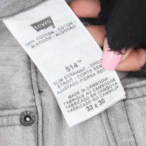 Levi's Men's Grey 514 Slim Straight Denim Jeans 33W x 30L