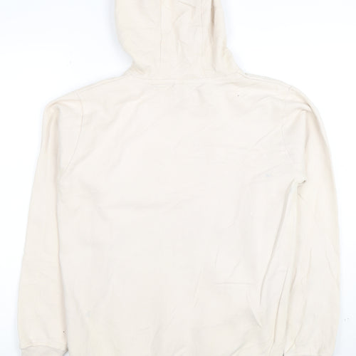 Ellesse Women Beige Pullover Hoodie UK 12 Logo Print Cotton Blend