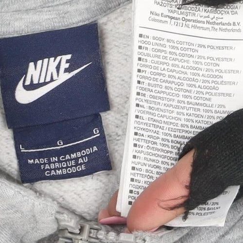 Nike Men's Grey Full Zip Hoodie Size L Regular Fit Sportswear