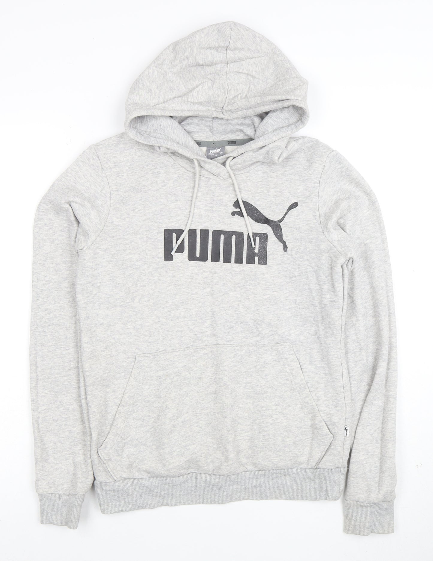 Puma Women Grey Hooded Pullover Sweatshirt Size 10 UK Classic Style