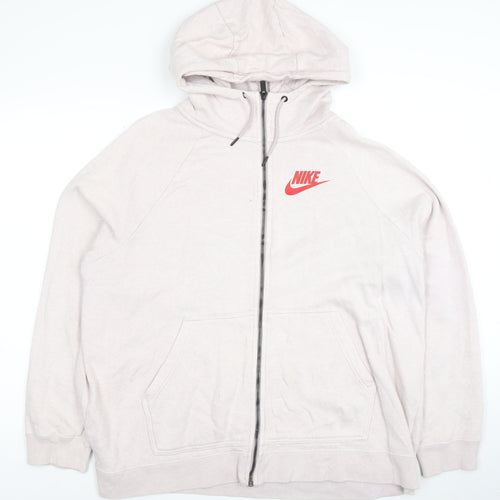Nike Women Beige Full Zip Hoodie 2X Cotton Blend Casual