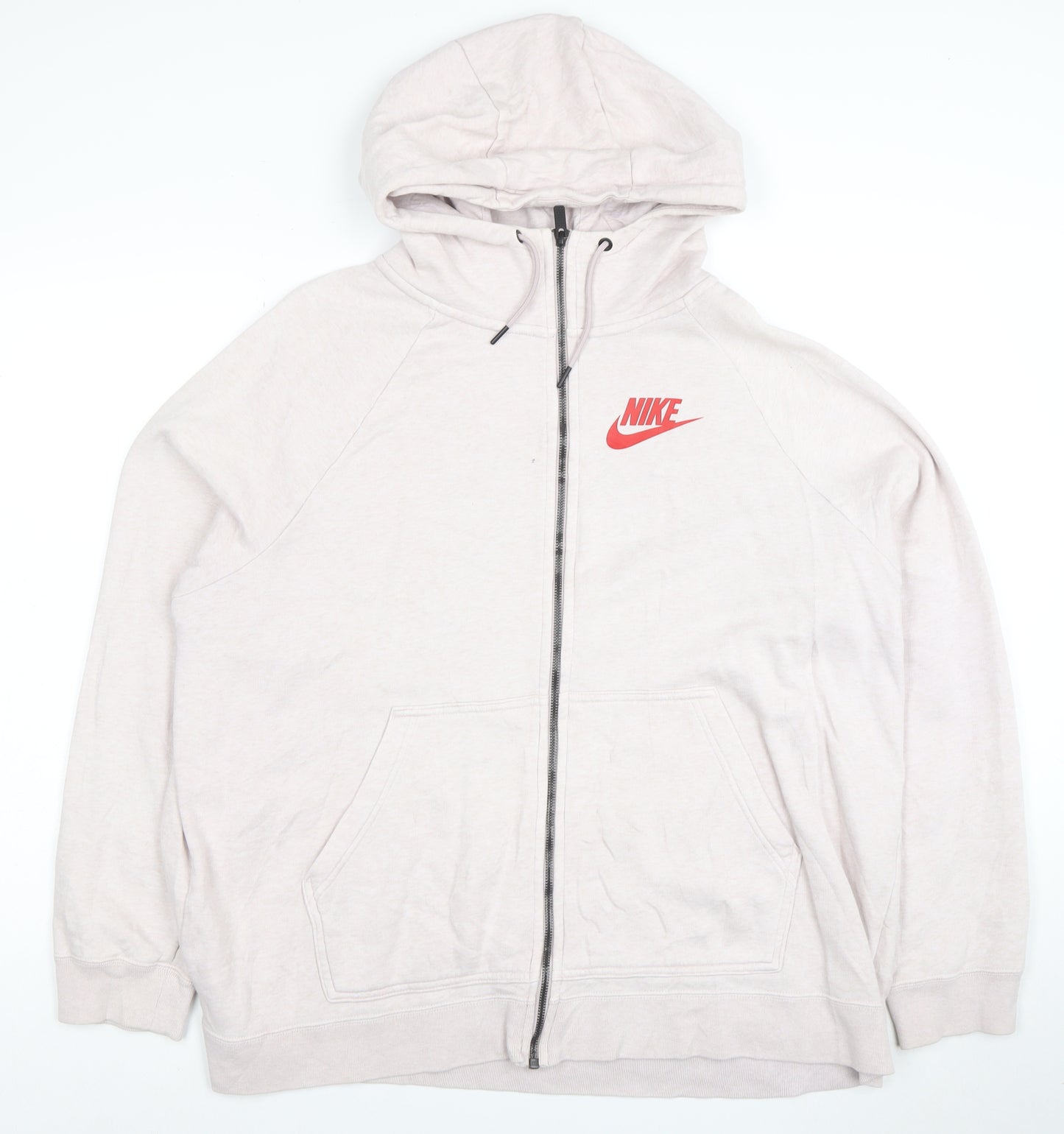 Nike Women Beige Full Zip Hoodie 2X Cotton Blend Casual