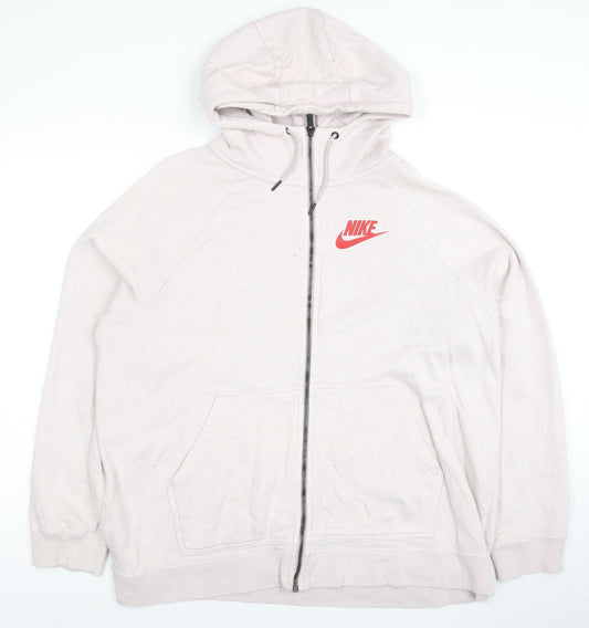 Nike Women Beige Full Zip Hoodie 2X Cotton Blend Casual