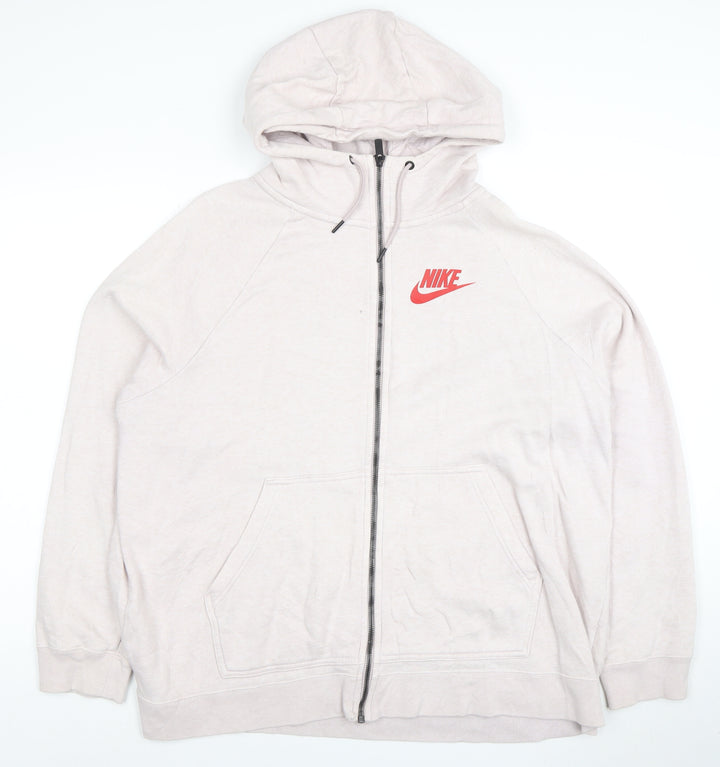 Nike Women Beige Full Zip Hoodie 2X Cotton Blend Casual