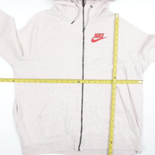 Nike Women Beige Full Zip Hoodie 2X Cotton Blend Casual