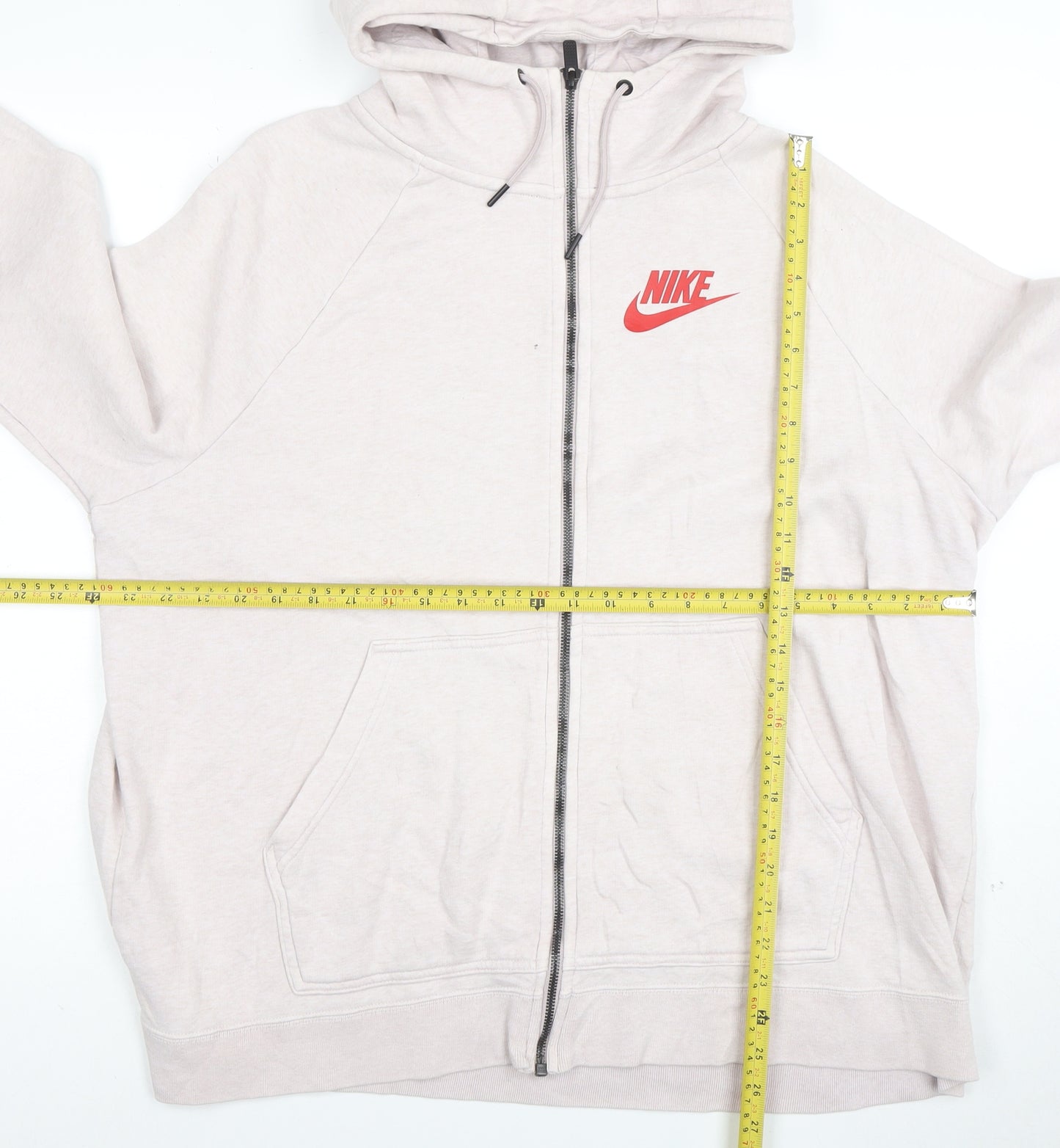 Nike Women Beige Full Zip Hoodie 2X Cotton Blend Casual