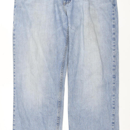 Lee Men's Blue 38x32 Relaxed Straight Leg Denim Jeans