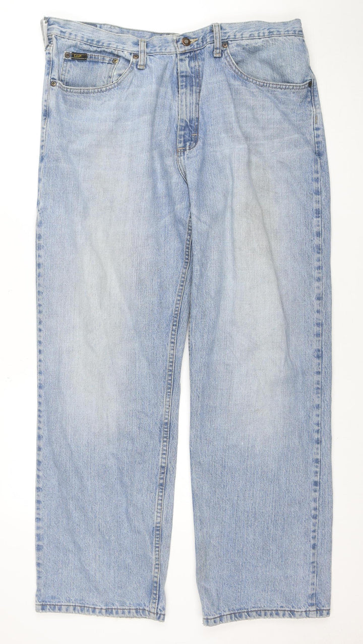 Lee Men's Blue 38x32 Relaxed Straight Leg Denim Jeans