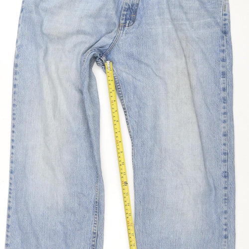 Lee Men's Blue 38x32 Relaxed Straight Leg Denim Jeans