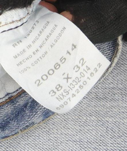 Lee Men's Blue 38x32 Relaxed Straight Leg Denim Jeans