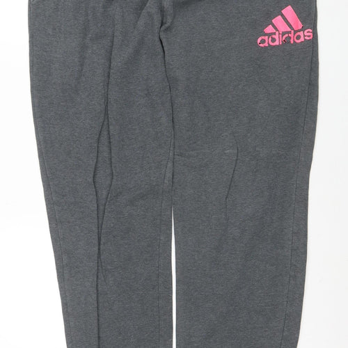Adidas Womens Grey Jogger Trousers L Cotton Blend Activewear