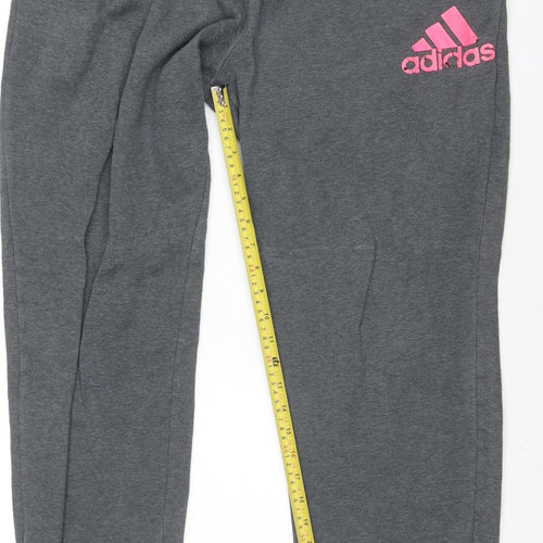 Adidas Womens Grey Jogger Trousers L Cotton Blend Activewear