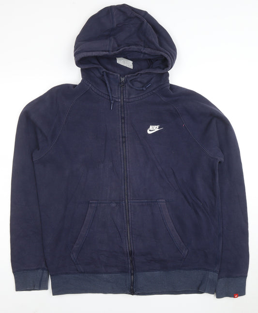 Nike Men's Blue Full Zip Hoodie Size L Fleece Sweatshirt