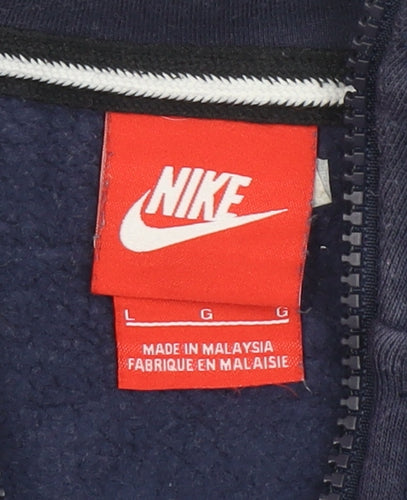 Nike Men's Blue Full Zip Hoodie Size L Fleece Sweatshirt