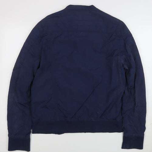 Tommy Jeans Men Blue S Bomber Jacket Polyester Stand-Up Collar