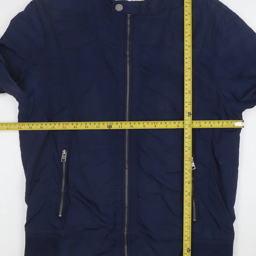 Tommy Jeans Men Blue S Bomber Jacket Polyester Stand-Up Collar