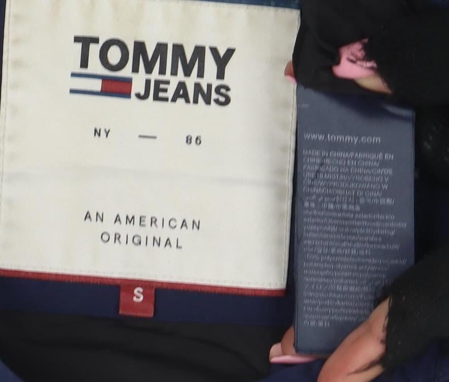 Tommy Jeans Men Blue S Bomber Jacket Polyester Stand-Up Collar